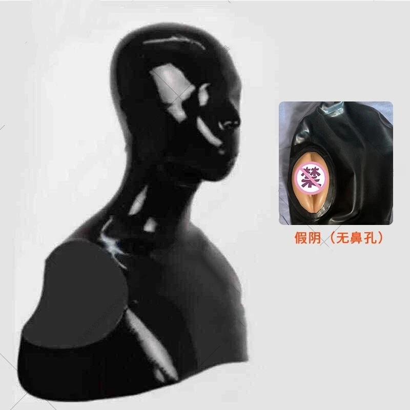 latex gummi mask micropore eyes fake vaginal no zip half tops to bust 0.4mm