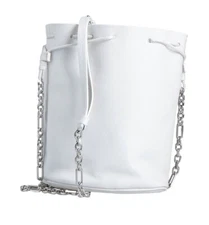 Maison Margiela Tabi Bucket Bag White Leather with Card Drawstring Bag Women's