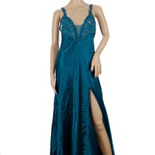 Rare 90s Vintage Gold Label Victoria's Secret Blue Satin Slip Dress Nightie