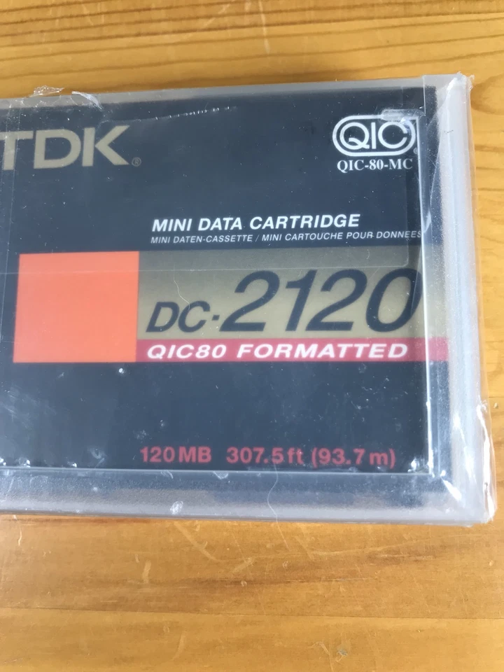 Mini Cartucho de Datos TDK DC-2120 Nuevo Sellado QIC80 Formateado 120MB 307.5' Cassette Foto 2 de 3