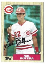 1987 TOPPS SAL BUTERA CINCINNATI REDS ON CARD AUTOGRAPH SIGNED CARD #358