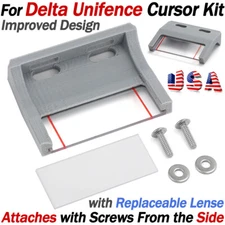 For Delta Unifence Table Saw Cursor w/ Fence End Caps & Lense, Attach From Side