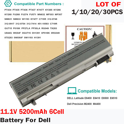 LOT 30x Battery For Dell Latitude E6400 E6410 E6500 E6510 PT43 PT434 KY477 M2400