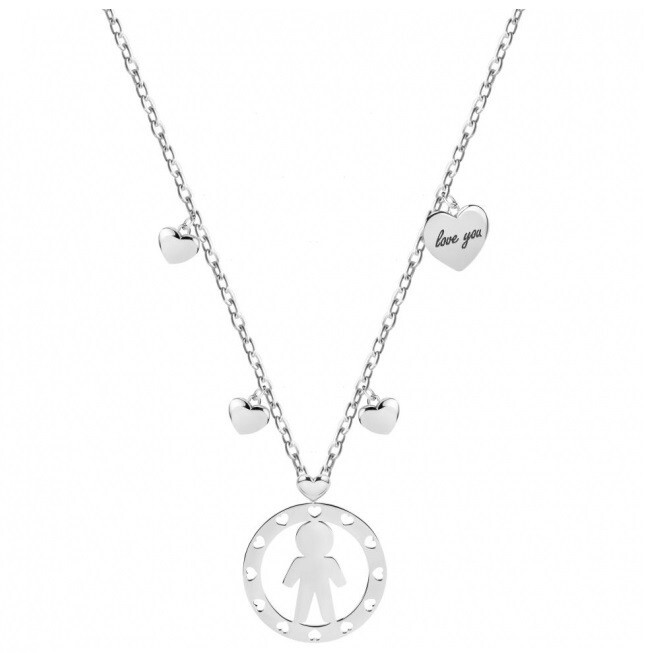 Collana Donna Morellato TALISMANI SAQE02 Acciaio Lunga Ciondolo Bimbo + Cuori