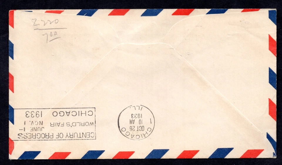 US 1933 GRAF ZEPPELIN COVER MIAMI TO PASADENA FRANKED SCOTT #C18 - Image 2 of 2