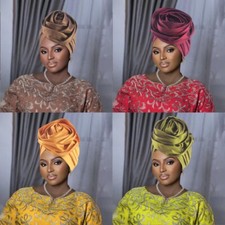 New Elasticity Turban Cap Female Big Rose Nigerian Wedding Geles Party Handwear