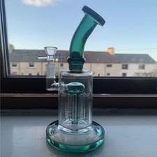 Dark Green Glass Water Pipe Arm Tree Perc Hookah Bubbler Thick Smoking Rig 14mm