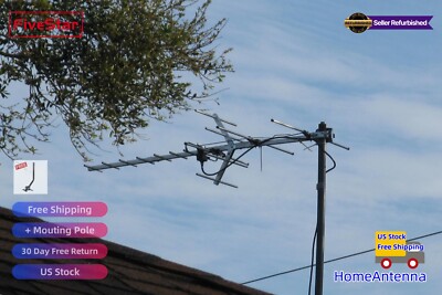 Long Range Yagi TV Antenna Outdoor 200 Miles Digital HD VHF UHF HDTV Signal