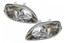 For 99-00 Honda Civic Ek Em1 Gun Metal Grey Headlights Si Ex Lx Dx Amber