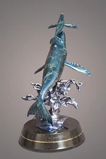 Gorgeous Bronze Humpback Whale Sculpture Figurine Statue Aquatic Ocean Marine