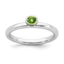 Sterling Silver Stackable Expressions High 4mm Round Peridot Ring