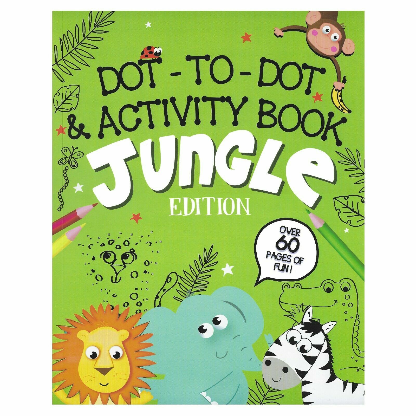 Children's Kid's Girls Boys Dot 2 Dot JUNGLE COLOURING ACTIVITY BOOK  60 PAGES