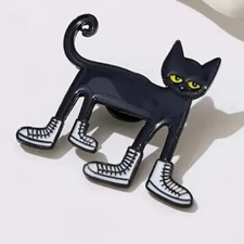 Pete the Cat Wearing his High-top  Shoes, Funny black cat with yellow eyes. Pin.