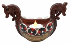 Ebros Gift Ancient Viking Longship Candle Holder Home Decor 6.75" Long