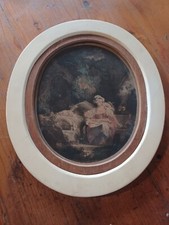 2 Stampe antiche, con cornice in legno, ovale