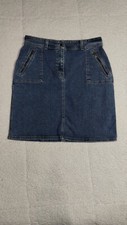 Eddie Bauer Denim Skirt Zip Pockets Woman Size 12 636