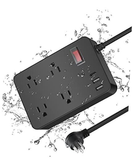Outdoor Power Strip Weatherproof with USB C, Waterproof Surge Protector with 4