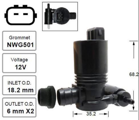 Nice NWP381 Windscreen Washer Pump for Nissan Micra 2007 - 2010 - Picture 3 of 4