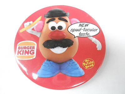 VINTAGE 3'' PROMO PINBACK BUTTON #100-013 - BURGER KING - MR POTATO HEAD