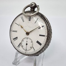 Antique Late 1800s Sterling Silver Large Fusee British Pocket Watch Key Wind