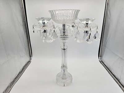 Vintage Large 4 Arm Crystal Candelabra 22  Tall 24% Lead **FLAW PLZ READ**