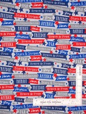 Patriotic USA Stars Stripes Freedom Word Cotton Fabric Windham Brave By The Yard