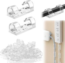80 Pcs Self-Adhesive Tidy Wire Clips Transparent Cable Organiser Cord Holder