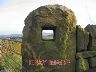 PHOTO  PENISTONE STONE AGE TV A CLEAR VIEW THROUGH A POST HOLE IN AN OLD STONE G