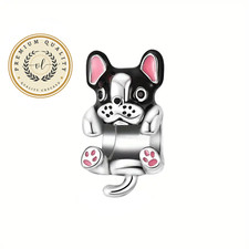 French Bulldog Holding Animal Charm, Holding Bulldog Charm, Dog Charm