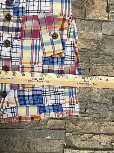 J. Crew Madras Plaid Patchwork Mini Skirt Sz 2 Button Front - Picture 6 of 6