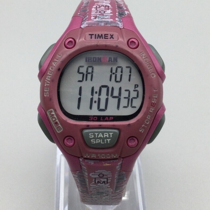 Timex Ironman Triathlon Watch Women Indiglo 36mm Pink Gray