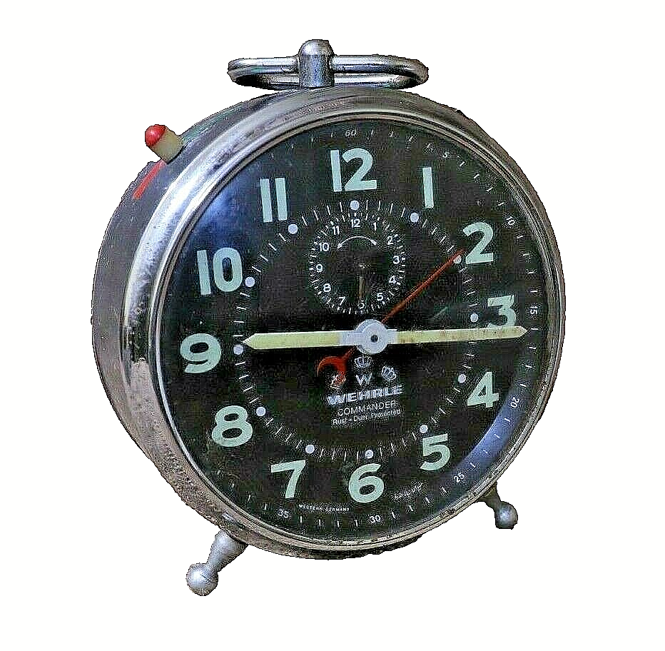 Vintage Wehrle Commander German Jewelled Large Alarm Clock