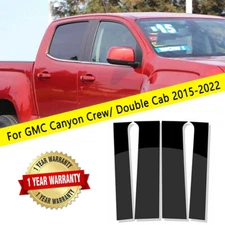 Gloss Black Pillar Posts Door Trim For GMC Canyon Crew Cab/Double Cab 2015-2022