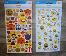 Lot of 2 Pkgs Smiley Emoji Various Faces 1/2" - 2" Stickers 200 Ct New