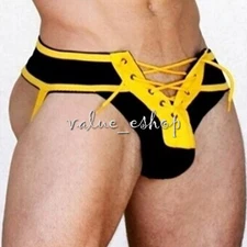 Men's Waistband Sexy Lace Up Briefs Jock Strap Front Lacing sports Gay Underwear
