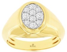 ESTATE .50CT DIAMOND 14KT YELLOW GOLD 3D CLASSIC CLUSTER OVAL BEZEL MENS RING
