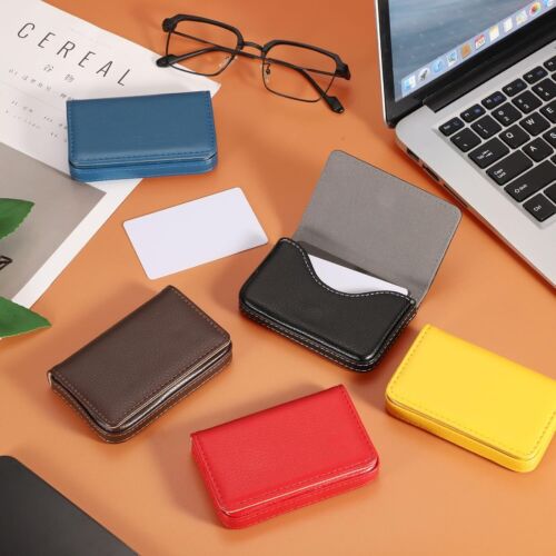 Business Card Holder, PU Leather Case with Magnetic Shut for Men Women - Picture 4 of 6