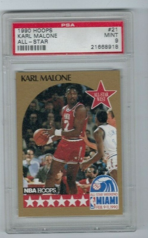 1990 NBA Hoops Karl Malone #21 West All-Star  HOF MVP JAZZ  -MINT PSA  9-