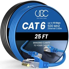 Cat 6 Ethernet Cable 25 Ft 2 Pack, Cat 6 Cable Outdoor&Indoor, High Speed 10G...