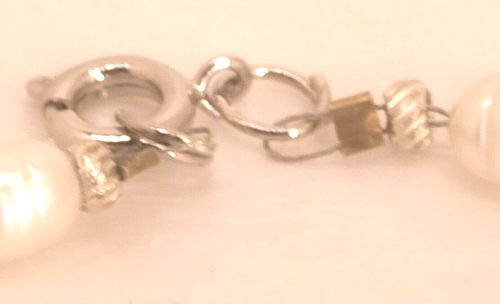 Freshwater Pearl Rhinestone filigree bracelet 7" white - Picture 4 of 5