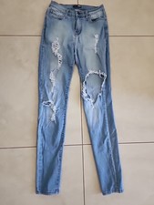 Fashion Nova Women's Size 3/25 Blue Skinny Distressed Stretch Denim Jean