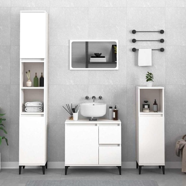 Badschrank Weiß 30X30X190 Cm Holzwerkstoff-image