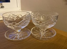 Vintage | Footed Lead Crystal Dessert Bowls |  Set Of 2 | Sundae | Bon Bon Bowls