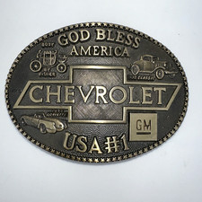 Gen Motors Chevrolet Corvette Fisher Body Roadster Solid Brass ADM Belt Buckle