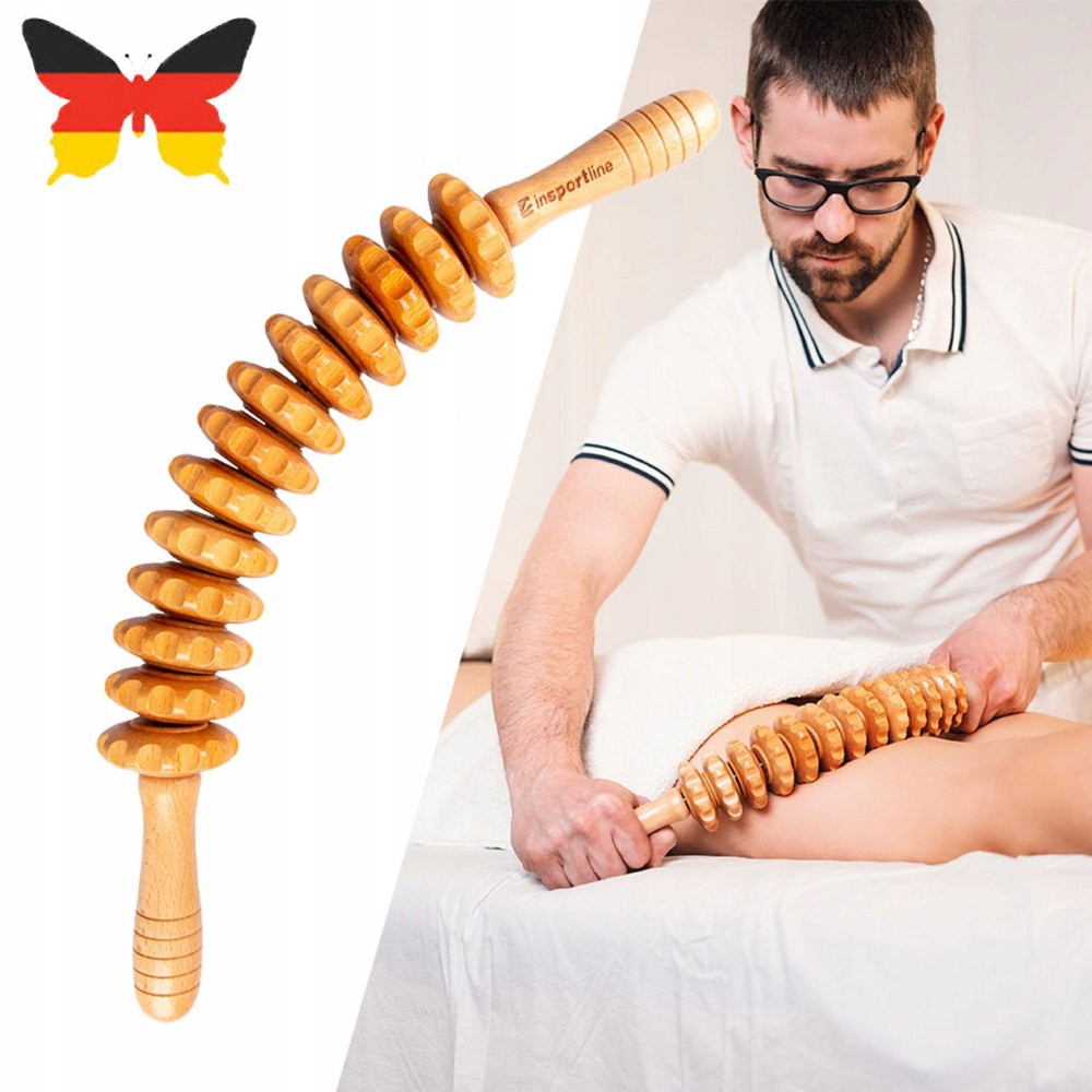 Faszienstab Holz Massageroller, Premium Faszienrolle Holz, Massage Roller DHL