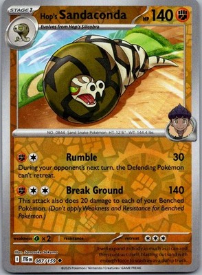 Hop's Sandaconda Reverse Holo Uncommon SV09: Journey Together 087/159 LP