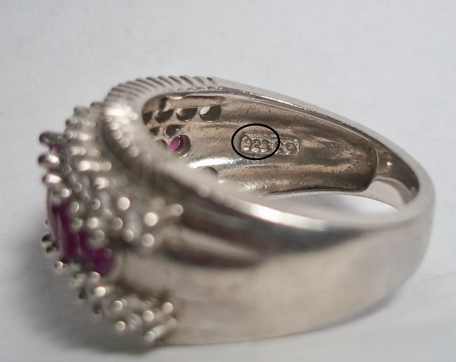 STERLING SILVER - SIMULATED RUBY RING - SIZE 7 - image 5