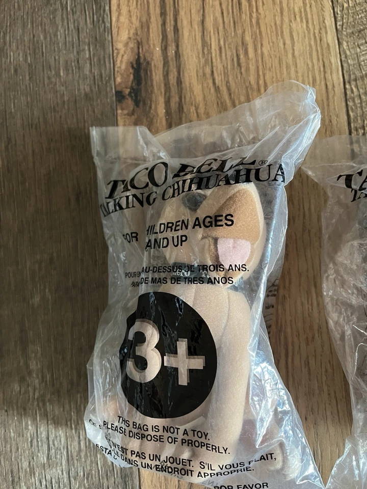 VTG 3 Taco Bell Chihuahua Plush Toy In Their Original Packs 1 Works 2 No Sound - Image 2 of 4