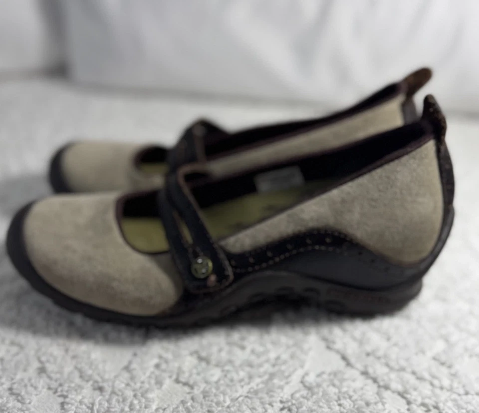 Женские темно-серо-коричневые замшевые кожаные туфли Mary Jane Merrell Plaza Bandeau размер 6,5 - Изображение 3 из 4