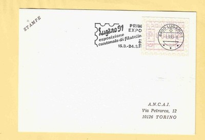 SCHWEIZ MARCOFILIA - Werbung ATM Lugano 91 Expo Philatelia - 01.03.1991